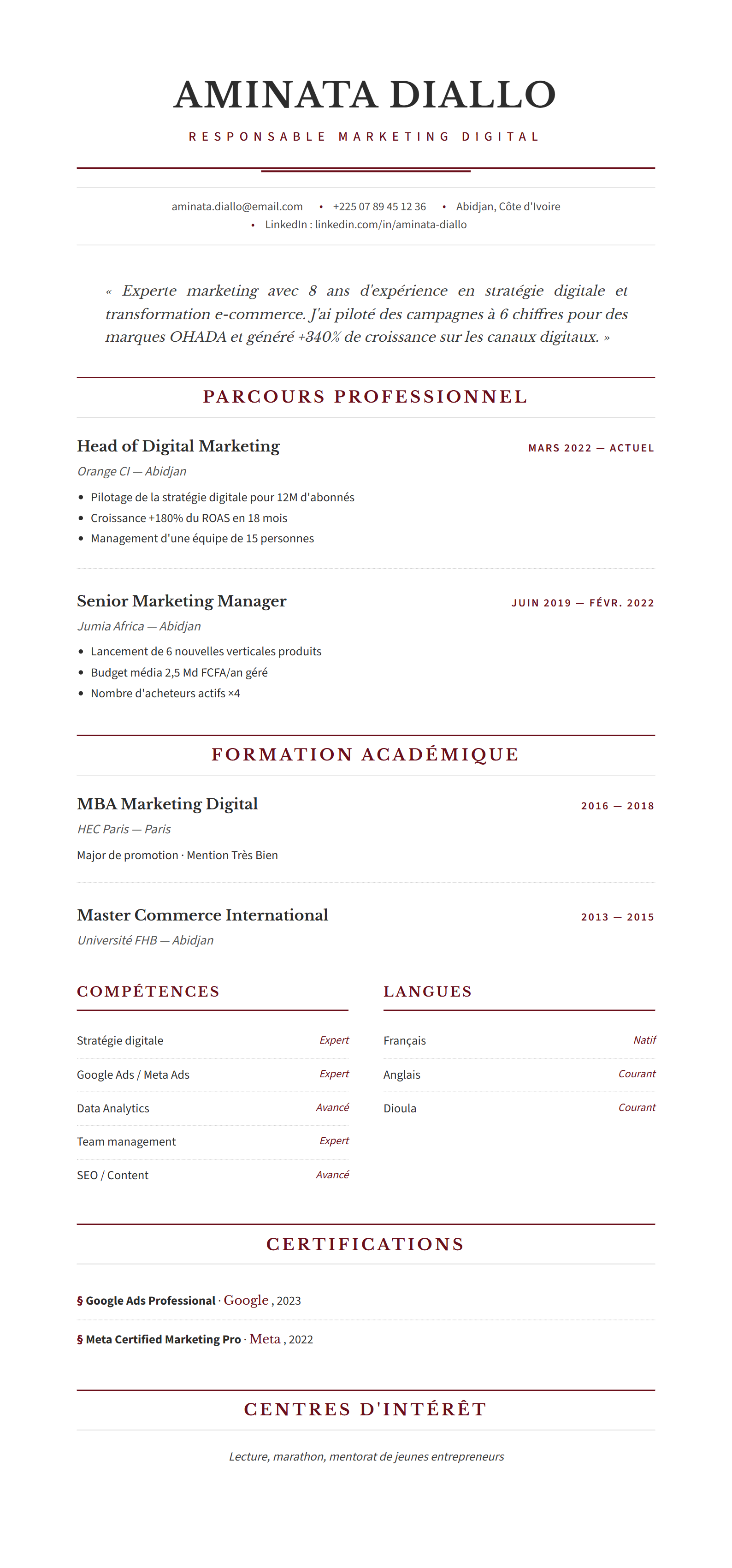 Aperçu Corporate Classique