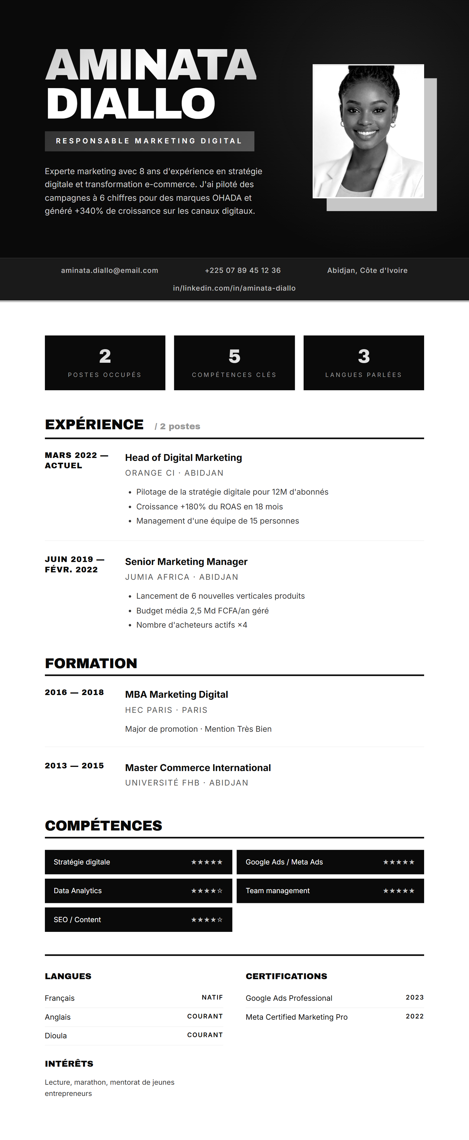 Aperçu Monochrome Audacieux